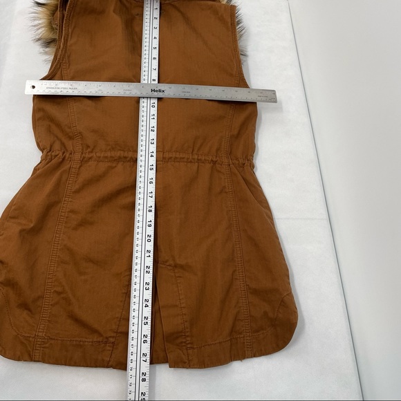 Hei Hei ANTHROPOLOGIE Womens Cargo VEST Faux FUR Removable Collar Size XS Brown - Picture 12 of 13